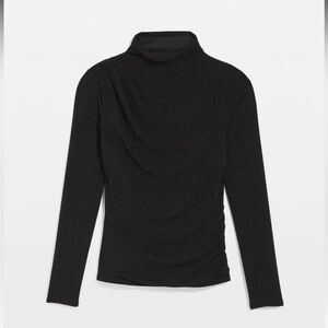 White House Black Market  Stretch Metallic Long-Sleeve Top